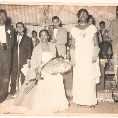 Laudelina e Ruth de Souza no Baile da Menina Moça, Campinas, São Paulo, 1957. Fotografia analógica.  Autoria não identificada. Acervo Sindicato das Trabalhadoras Domésticas de Campinas.