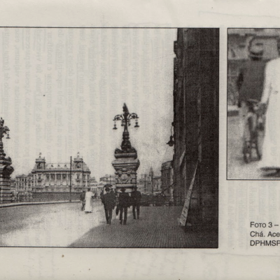 Mulher negra descalça portando embrulho caminha no Viaduto do Chá (no detalhe). 1917-1918. Do livro Nem Tudo Era Italiano - São Paulo E Pobreza (1890-1915).