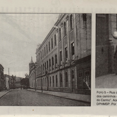 Rua do Carmo. Um dos caminhos das "lavadeiras do Carmo" (no detalhe). Por volta de 1910.  Do livro Nem Tudo Era Italiano - São Paulo E Pobreza (1890-1915).