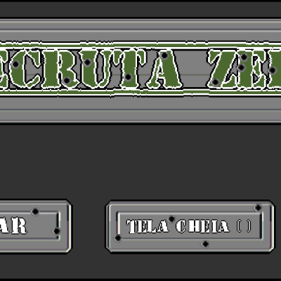 Tela inicial do jogo Recruta Zero, desenvolvido por Rafael Braga em 2022. Reprodução.