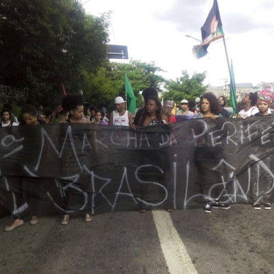 Primeira Marcha da Periferia da Brasilândia, movimento que ainda contece todo ano na semana da Consciência Negra, Novembro. A tradição dessa marcha foi iniciada dentro da ocupação da Escola Estadual Martin Egidio Damy. Acervo pessoal, Brasilândia, São Paulo. 2015.