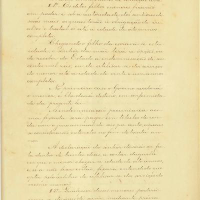 Lei nº 2.040, de 28 de setembro de 1871 (Lei do Ventre Livre) [manuscrito], p.1. Arquivo do Senado Federal / Biblioteca Nacional Digital.