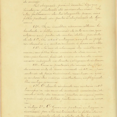 Lei nº 2.040, de 28 de setembro de 1871 (Lei do Ventre Livre) [manuscrito], p.2. Arquivo do Senado Federal / Biblioteca Nacional Digital.