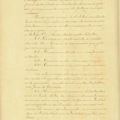 Lei nº 2.040, de 28 de setembro de 1871 (Lei do Ventre Livre) [manuscrito], p.6. Arquivo do Senado Federal / Biblioteca Nacional Digital.