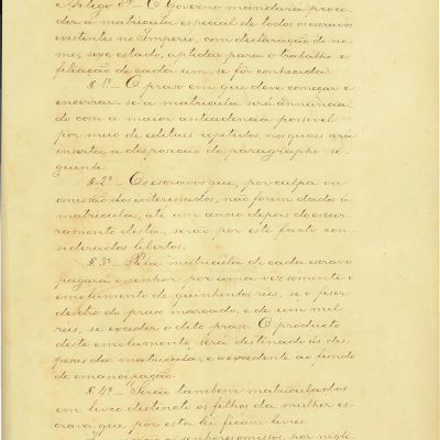 Lei nº 2.040, de 28 de setembro de 1871 (Lei do Ventre Livre) [manuscrito], p.7. Arquivo do Senado Federal / Biblioteca Nacional Digital.